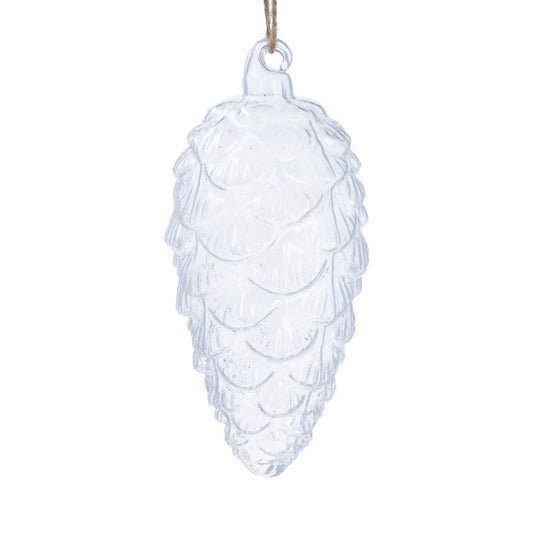 Glass Dec 15cm - Clear Pine Cone