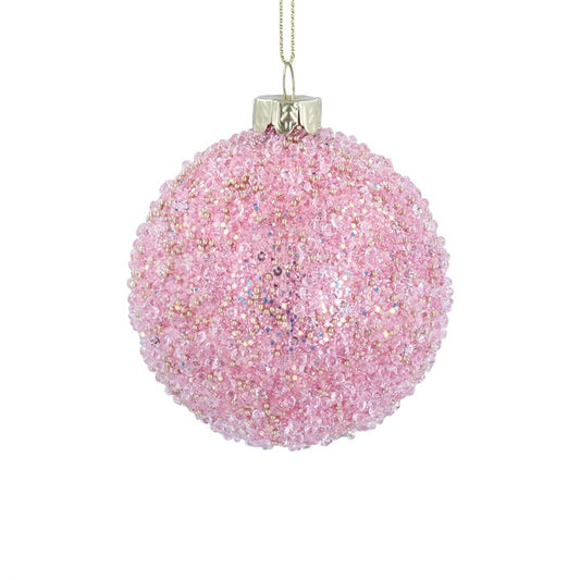 Glass Bauble 8cm - Crushed Pink