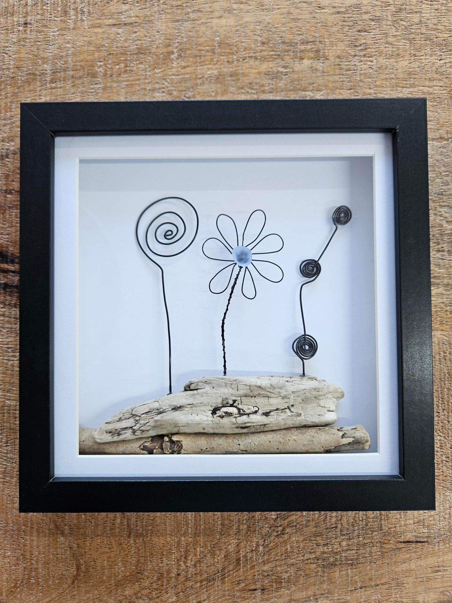 Handmade Driftwood and Seaglass Framed Art