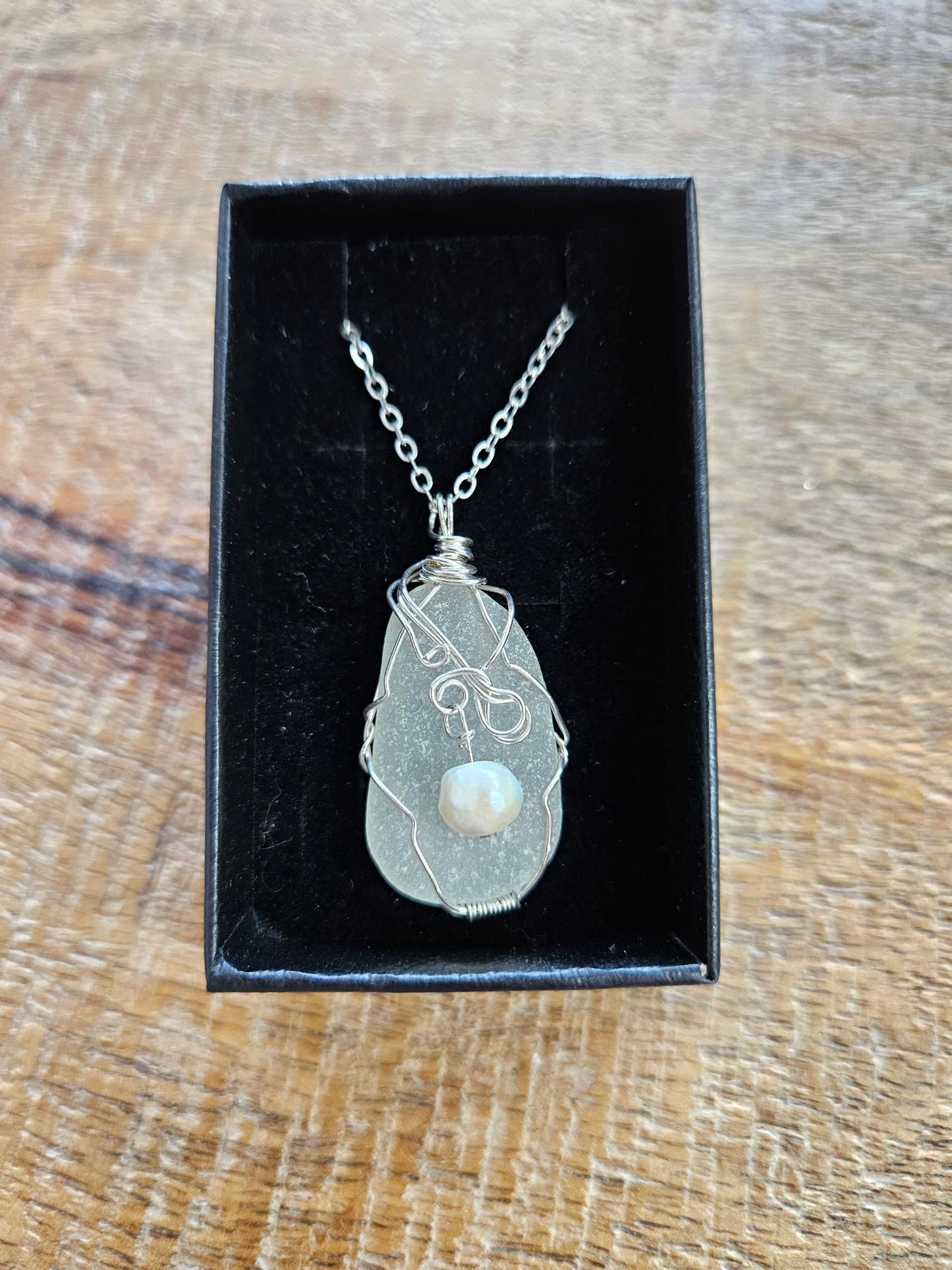 Handmade Sea Glass Silver Plated Necklace