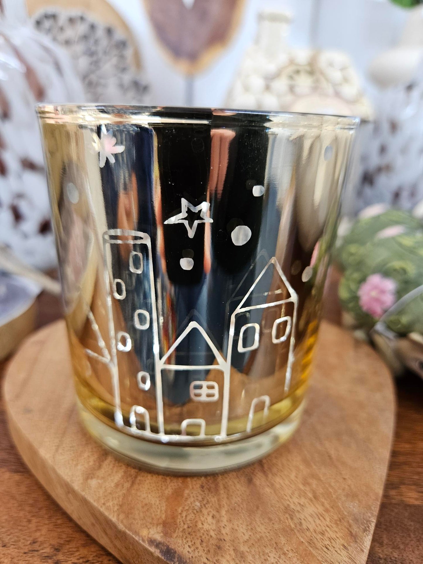 Gold & Silver House Scene Tealight Holder