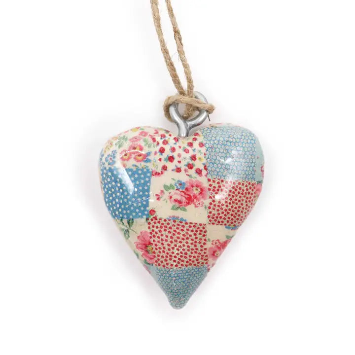 Decor Wood Heart - Cheque Blue & Red