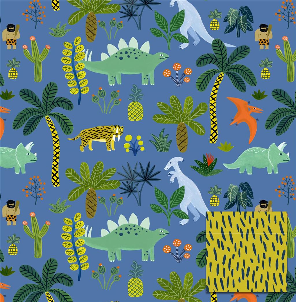 Dinosaur Gift Wrap & Tag Set