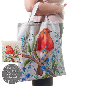 Robin Forget me Not Foldable Tote Bag 38x42cm