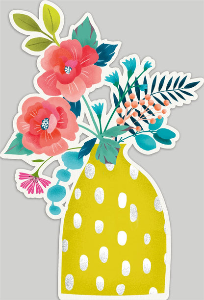 Yellow Vase Magical Botanicals Cut out Floral Display Card