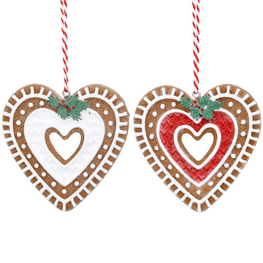 Resin Dec 7cm - Gingerbread Cut Out Heart