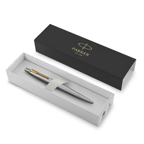 Parker Jotter Ballpoint Pen Stainless Steel/Gold Barrel Blue Ink Gift Box