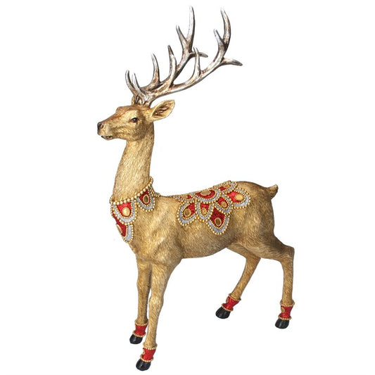 Resin Orn 46cm - Gold Stag with Red Jewels