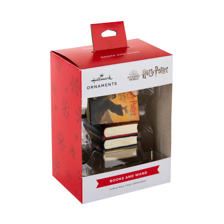 Collectable Harry Potter™ Ornament - Stacked Books with Wand Design