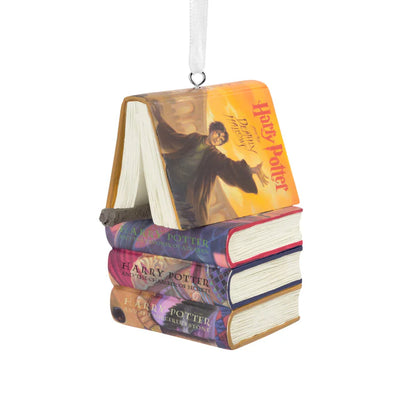 Collectable Harry Potter™ Ornament - Stacked Books with Wand Design