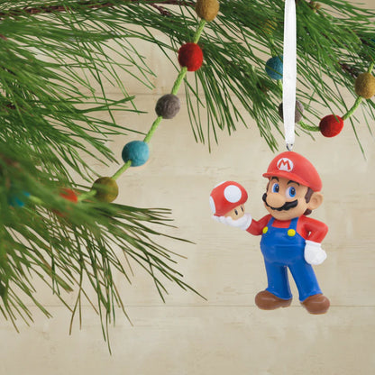 Collectable Super Mario Ornament - Mario with Super Mushroom Design