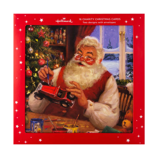 Charity Christmas Cards - Pack of 16 in 2 Retro Santa Designs