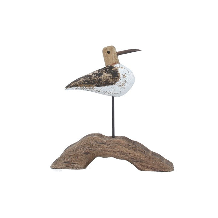 Wood Ornament, Mini - Rustic Seagull On Plinth