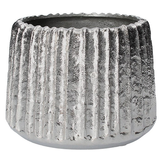 Hammered Metal Pot Cover 20cm - Silver Ribbed