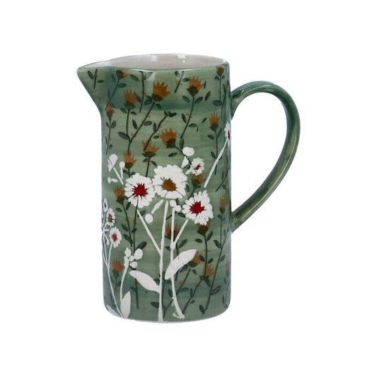 Stoneware Jug, Small - Green Wild Daisy