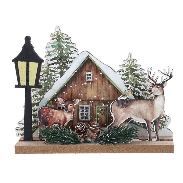 Xmas Stag/Chalet Table Plaque