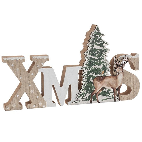 Xmas Stag Xmas Word Plaque