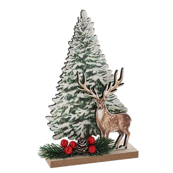 Xmas Stag With Tree Table Plaque