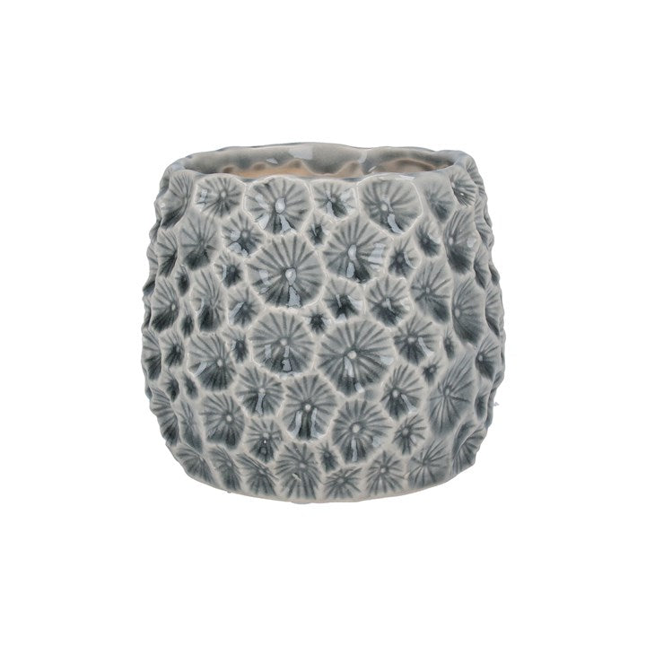 Ceramic Pot Cover 12cm - Grey Crater