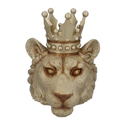 Resin Vase 29cm - Gold Lion Head w Crown