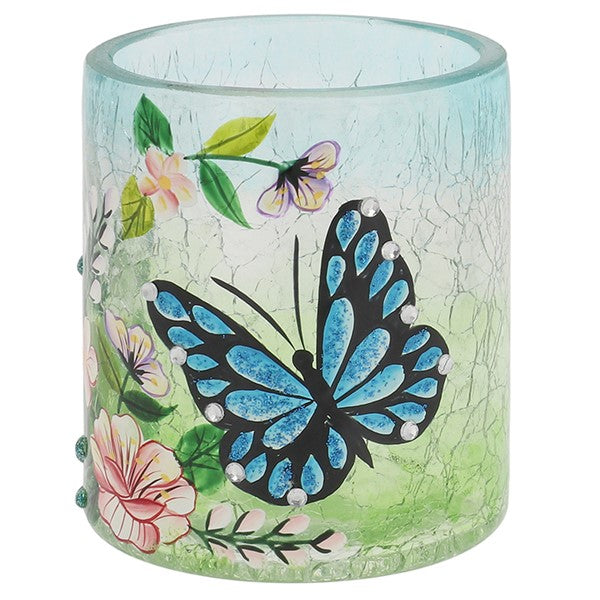 Crackle Tealight Blue Butterfly Small