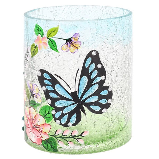 Crackle Tealight Blue Butterfly Large