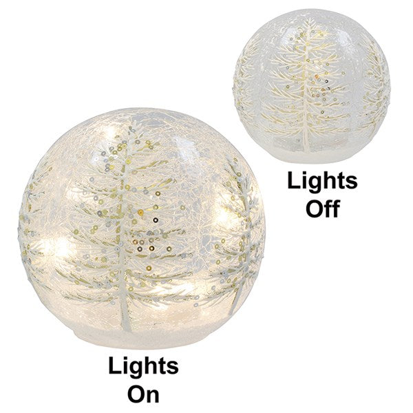 Xmas Crackle LED Ball White Tree Large