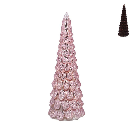 Glass Orn 30cm - Pink LED Tree