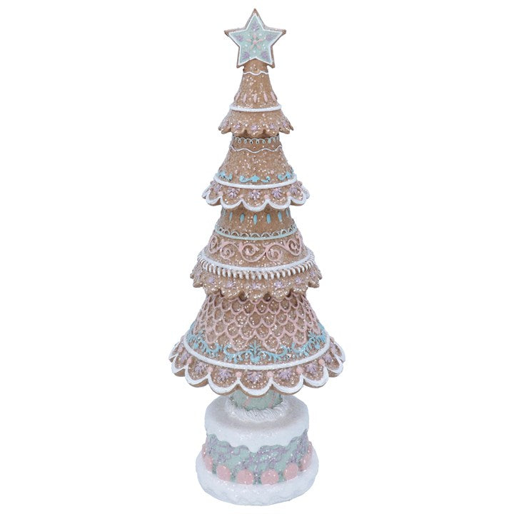 Resin Orn 32.5cm - Pastel Iced Gingerbread Tree