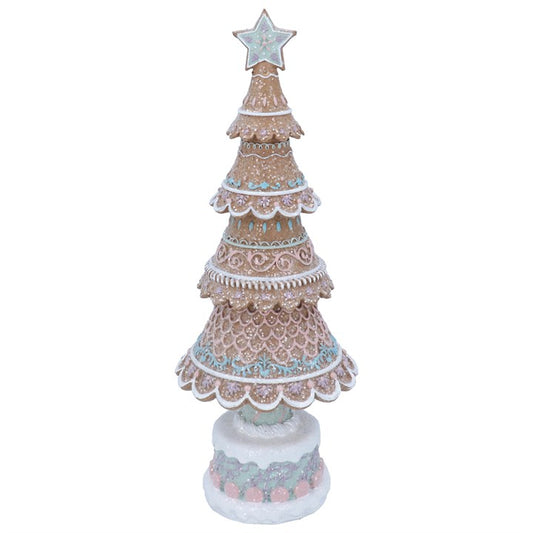 Resin Orn 32.5cm - Pastel Iced Gingerbread Tree