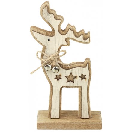 Wooden Reindeer with Jingling Bells