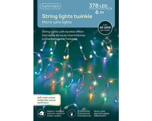 378 Lumineo Micro LED Extra Dense Lights With Twinkle Effect, Multicoloured 600cm