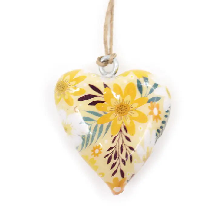 Decor Wood Heart - Yellow Floral