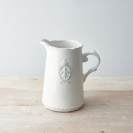 Fleur De Lis Jug, White