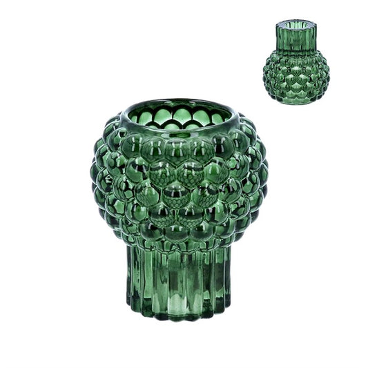 Bobble Glass Crown/T-lite Holder - Green