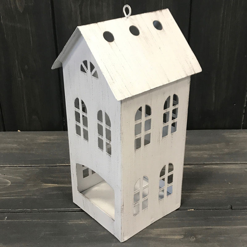 White Tlight Holder House, 20.5cm