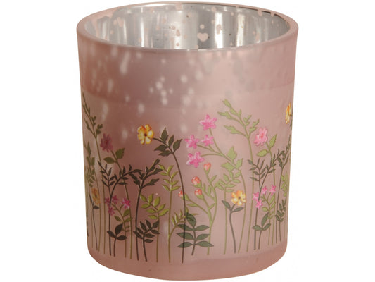 Pink Meadow Candle Holder, 8cm