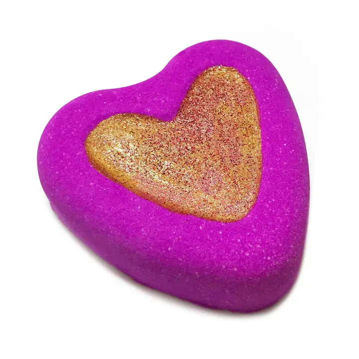 Handmade Two Hearts Pink Gold Glittery Bath Bomb