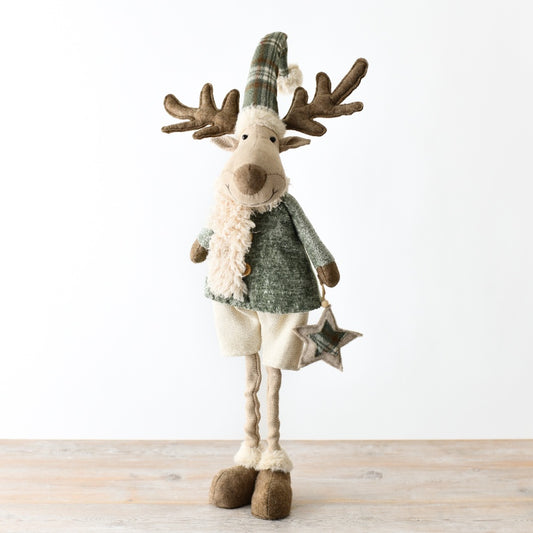 Green Extendable Legged Fabric Moose , 54cm