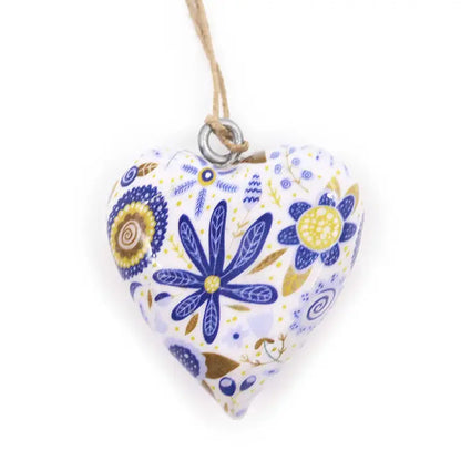 Decor Wood Heart - Blue Floral