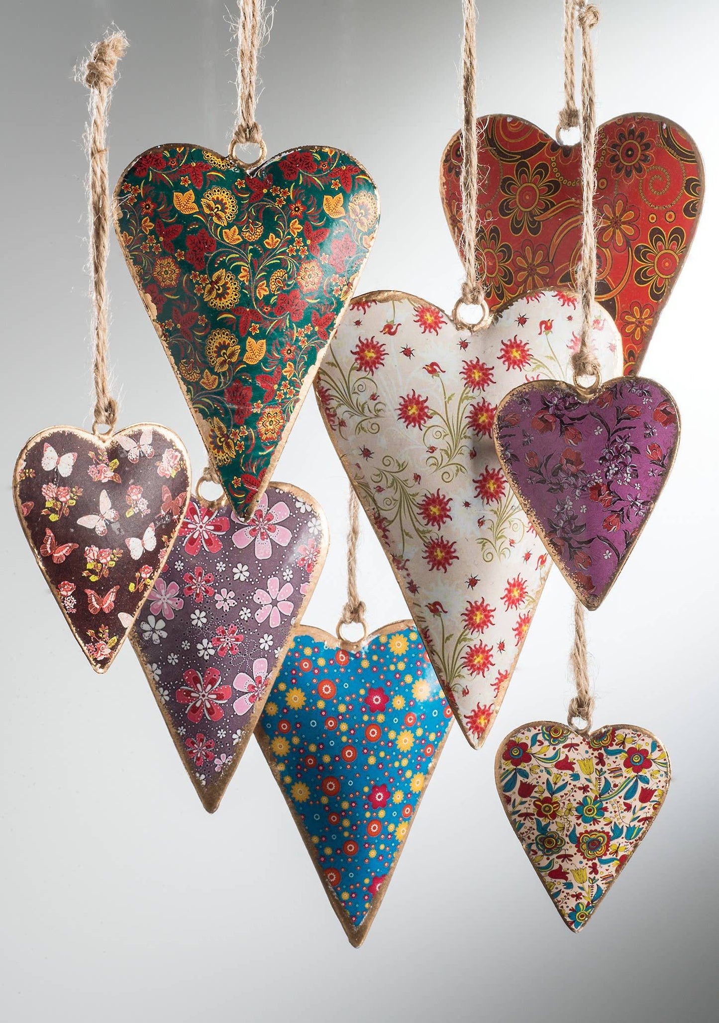 Medium Floral Design Metal Hanging Heart