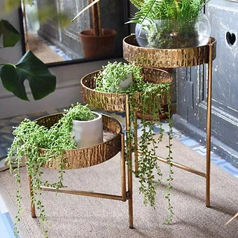 3 Tier Metal Planter Stand - Antique Gold