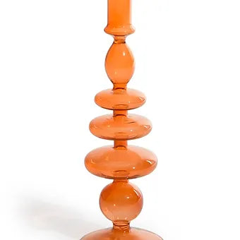 Burnt Orange Glass Candle Holder