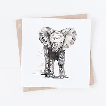 Elephant Calf Happy Watercolour Greeting Card