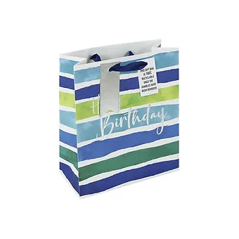 Watercolour Stripe Birthday Blue Medium