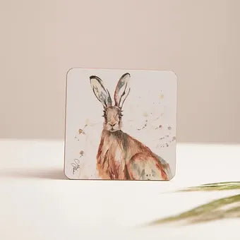 Hare Watercolour Design Drinks Coaster