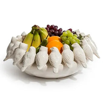 White Ceramic Flock of Birds Bowl