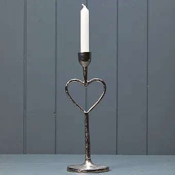 Candle Holder Silver Heart