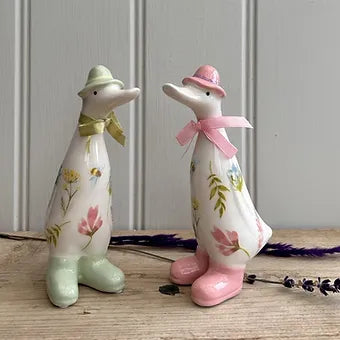 Ceramic Ducks with Bees & English Wildflowers