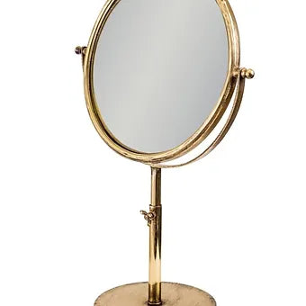 Small Antique Gold Convex Adjustable Table Mirror